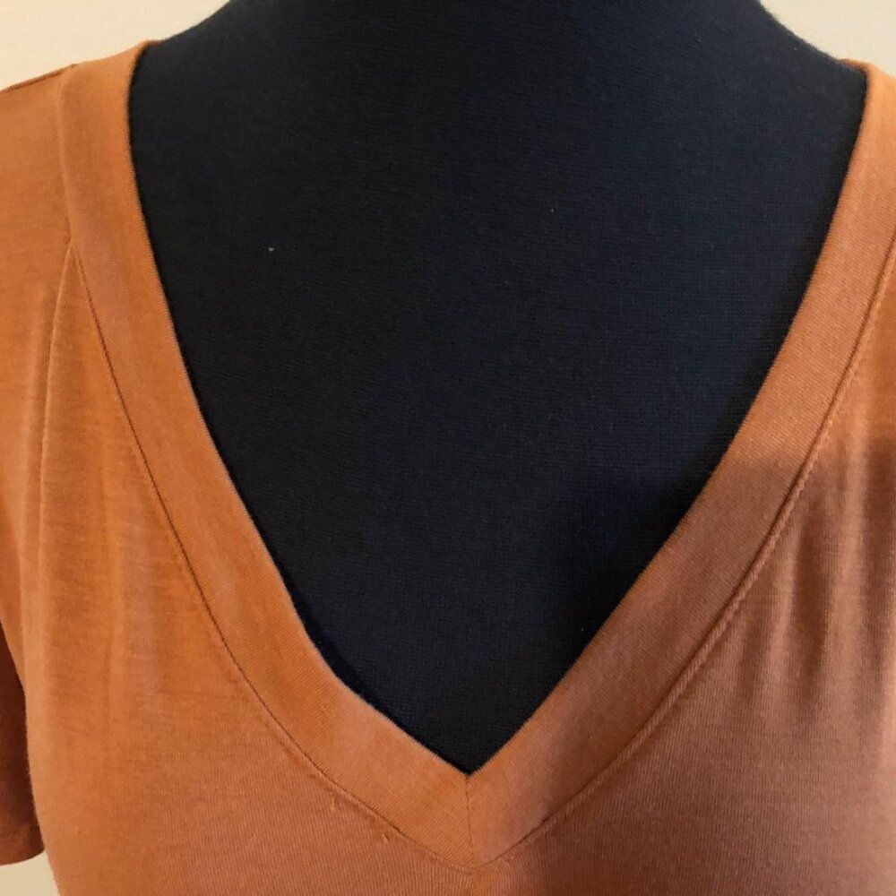 Almond Short Sleeve V Neck Top   5177  NWT Boutique - Picture 4 of 4